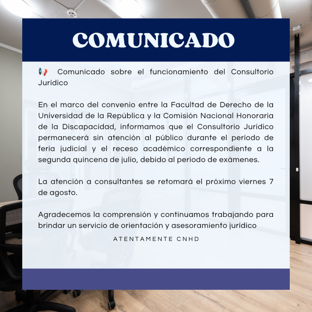 Comunicado sobre el funcionamiento del Consultorio Jurídico