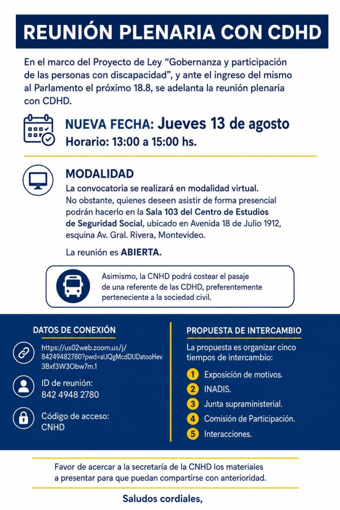 Reunión plenaria con las Comisiones Departamentales de Honoraria de la Discapacidad